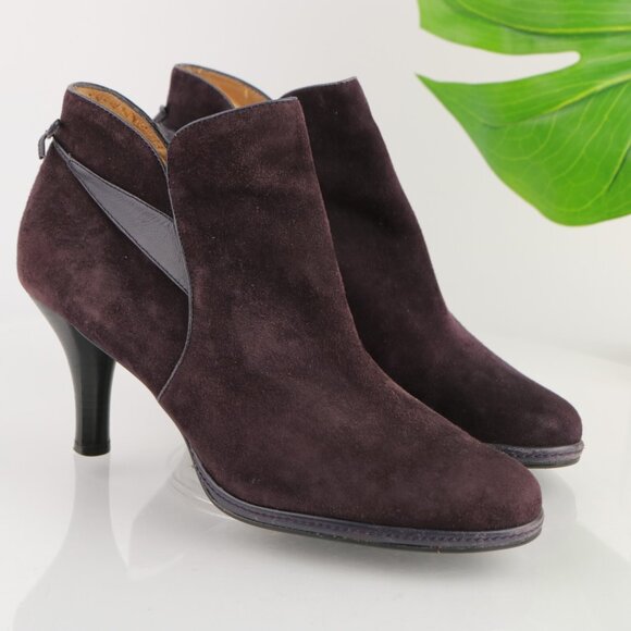 Sofft Womens Gala Boot Size 9.5 M Plum Purple Suede Kitten Heel Elegant Bootie - Picture 11 of 12